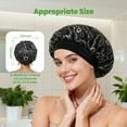 thumbnail image 3 of 5PCS Silk Bonnet for Women/Men, Reusable Satin Hair Bonnet for Sleeping, Elastic Wide Band Silk Cap for Long Hair, Braids and All Hair Types, Black, 3 of 5