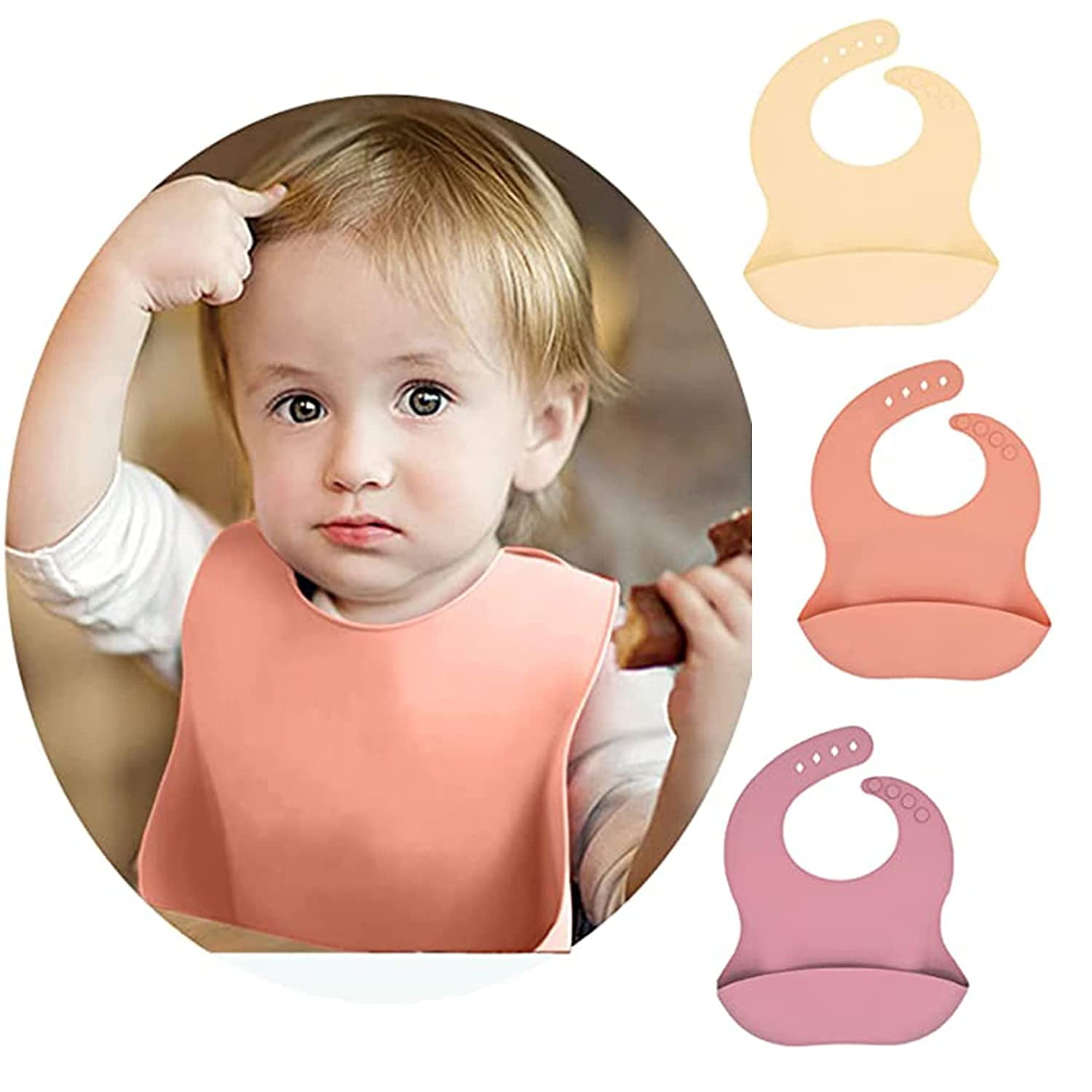Silicone Bibs For Babies & Toddle 3PCs/Set Soft Waterproof Bibs For