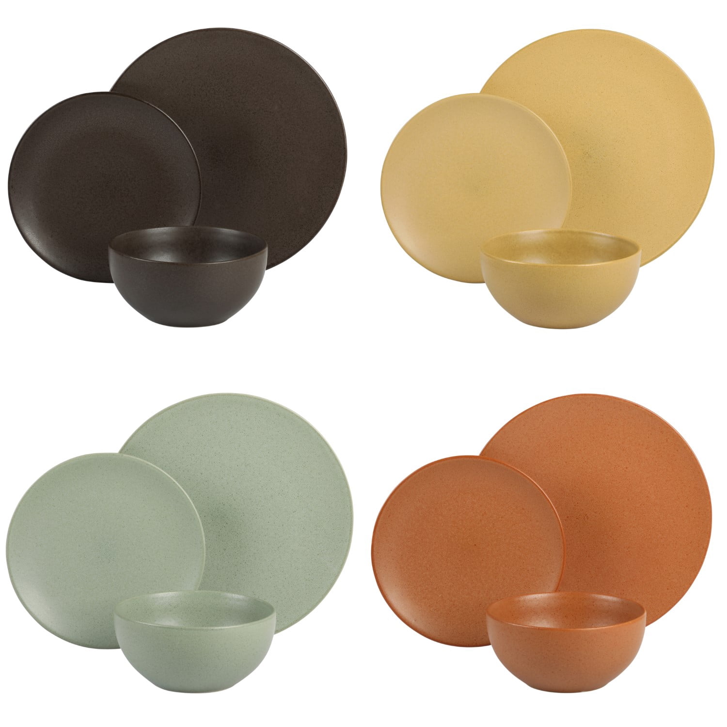 Gibson Elite Capetown Assorted Color Reactive Glaze Round Stoneware Dinnerware, Black, Yellow, Orange, Green