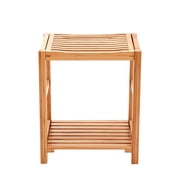 New Ridge Home Natural Bamboo Shower Bench Seat, Shaving Stool, Spa Bath Bench with Storage Shelf