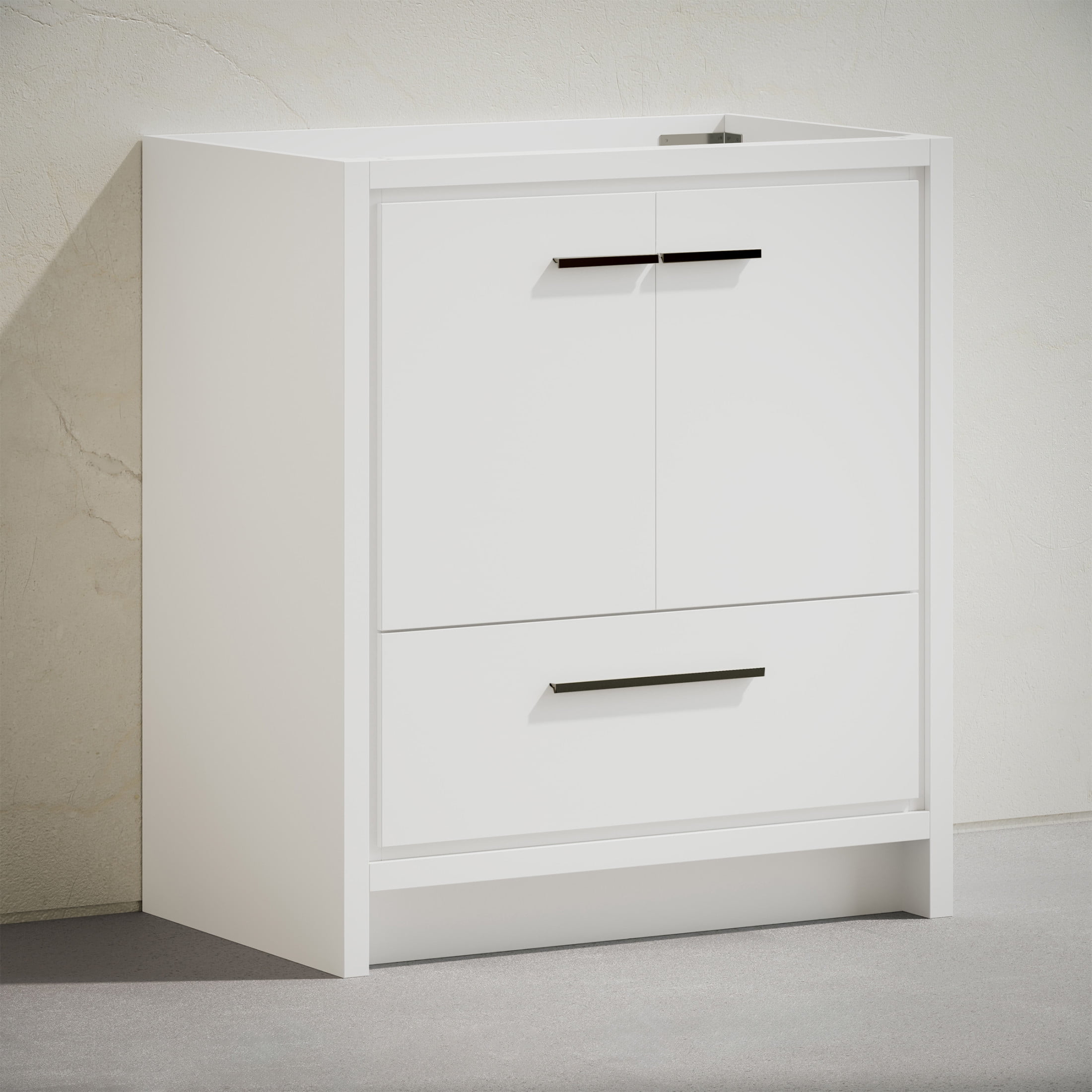 Virage 30" Freestanding Bathroom Vanity in White without Sink Top