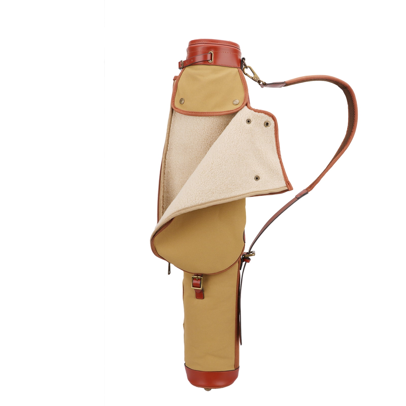 TOURBON Golf Clubs Sunday Bag Carrying Case Golf Pack Travel Retro Pencil Style Canvas Leather Shoulder Pack Brown