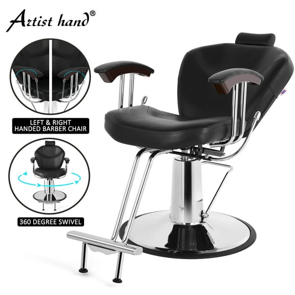 Artist hand Left/Right Handed Heavy Duty All Purpose Reclining Barber Chair Salon Beauty Hair Styling
