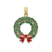 FJC Finejewelers 10k Yellow Gold Enamel Christmas Wreath Charm