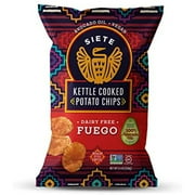Siete Grain Free Kettle Cooked Potato Chips | Gluten Free Chips | Vegan Snacks | Non Gmo | Fuego, (Pack Of 6)