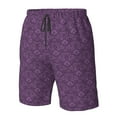 thumbnail image 2 of Yiaed Retro Florals Purple Print Men's Swim Trunks with Lining Quick Dry Sports Shorts Beach Shorts Boardshorts-Small, 2 of 5
