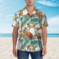 thumbnail image 2 of Gaeub Seashell On The Beach Print Men's Hawaiian Shirt,Button Down Short Sleeves Shirts,Tropical Beach Casual Button Down Shirts,3X-Large, 2 of 7
