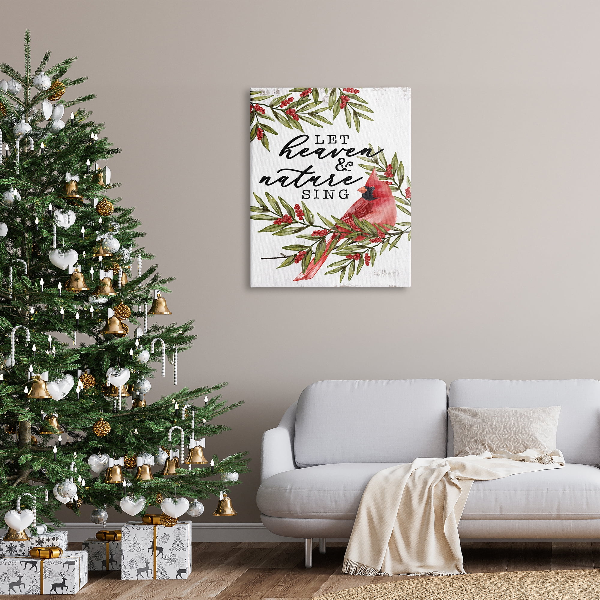 Stupell Industries Festive Phrase Cardinal Holiday Painting Gallery Wrapped Canvas Print Wall Art, 30 x 40