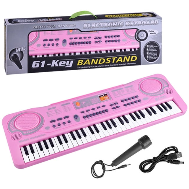 61 Keys Kids Piano Keyboard Portable Electronic Keyboard Piano with Light and Microphone Recording Recharge