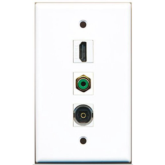 RiteAV - 1 Port HDMI and 1 Port RCA Green and 1 Port Toslink Wall Plate