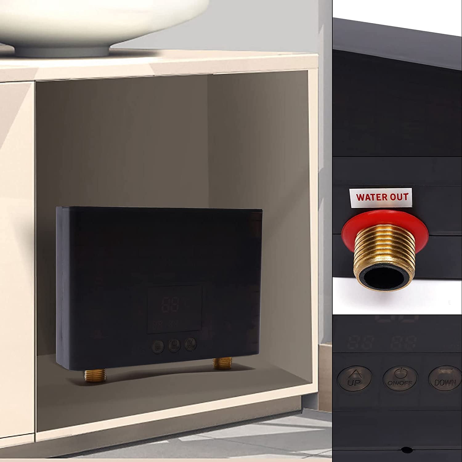 3000W Electric Hot Tankless Water Heater Kitchen Washing Instant Boiler for Bathroom