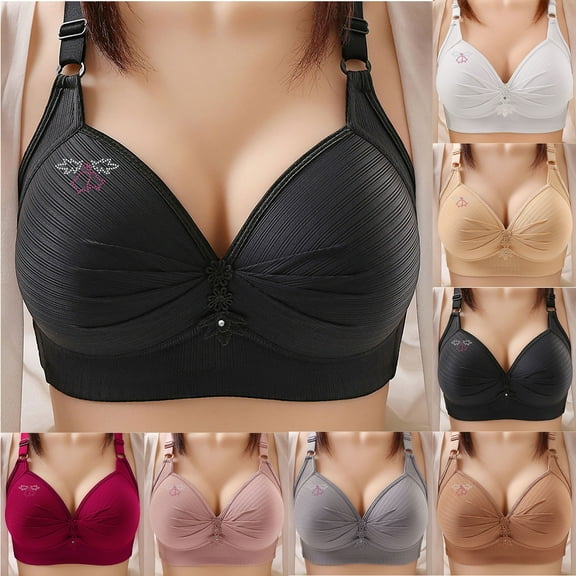 Ahuyic Summer Womens Bras,Plus Size Bras for Women,Women's Solid Color Seamless Nude Lifting Soft Support Bra For Women Everyday Bras