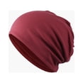 thumbnail image 5 of Gorro de color liso, tipo jersey, para otoño e invierno, con placa ligera y cálida de terciopelo, para hombre y mujer, versión coreana, 5 of 5