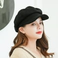 thumbnail image 3 of UDIYO Women Beret Retro Solid Color Casual Comfortable Breathable Keep Warm Thick Wool Spring Autumn Lady Octagonal Cap Painter Hat for Outdoor, 3 of 8