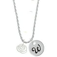 thumbnail image 1 of Delight Jewelry Silvertone Small Rose Outline Silvertone Script Initial Disc - W - Charm Necklace, 20"+3", 1 of 4