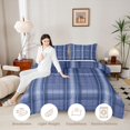 thumbnail image 2 of Manfei Modern Checkered Twin Comforter Sets,Geometric Check Bedding Set,Blue,Navy Blue Reversible,2-Piece,1 Comforter and 1 Pillowcase,2-Piece,1 Comforter and 1 Pillowcase, 2 of 6