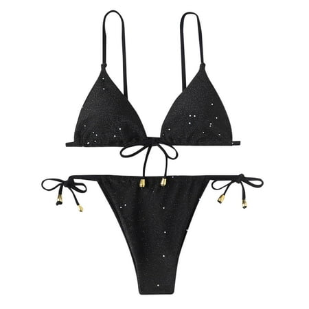 

Cathalem Bathing Suits with Shorts Women High Waist Bikini Push Up Bikinis Print Swimsuit Female Sports Bra Bathing Suit Top Underwear Black Medium
