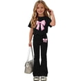 thumbnail image 2 of Rvasteizo Girls Summer Set Print Crew Neck Short Sleeve Tee and Fashion Casual Long Pants 2 Piece Set for Kids 5-15 Years, 2 of 5