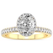 IGI Certified 5 Carat Oval Shape Lab Grown Diamond Engagement Ring | 14K Yellow Gold |Elle Classic Halo Diamond Ring | FG-VS1-VS2 Quality Friendly Diamonds