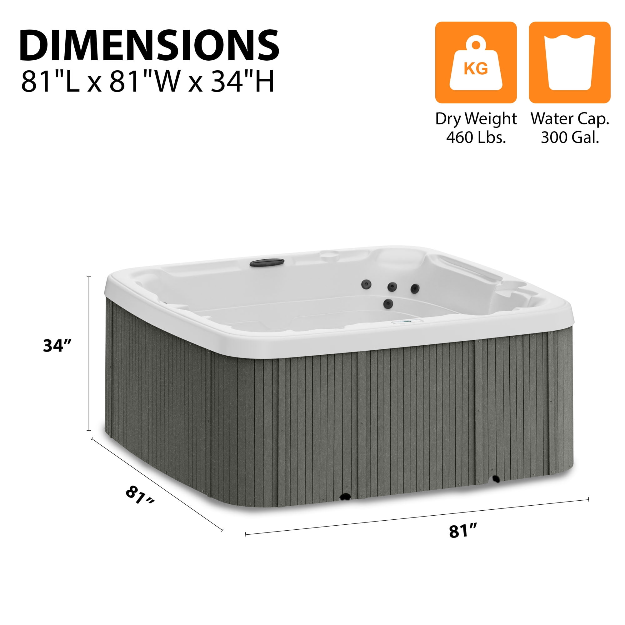Lifesmart LS450DX, 7-Person, 22-Jet, Plug and Play Spa, Arctic White/Coastal Gray