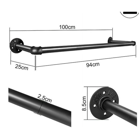 Heavy duty clothes rail coat rail industrial coat rack for wall metal EN