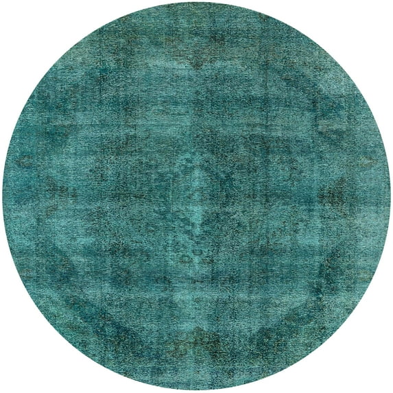 Ahgly Company Indoor Round Mid-Century Modern Light Sea Green Oriental Area Rugs, 6' Round