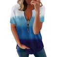 thumbnail image 1 of Puntoco Moda Mujer Casual Cremallera Manga corta Cuello en V Impreso Señoras tops Blusa Puntoco Puntoco-5113, 1 of 4