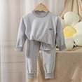 thumbnail image 2 of HBGVBA Thermal Set for Girls 2 Piece Outfits Solid Color Long Sleeve Crewneck Top with Pants Warm Loungewear for 6 Months-13 Years, 2 of 5