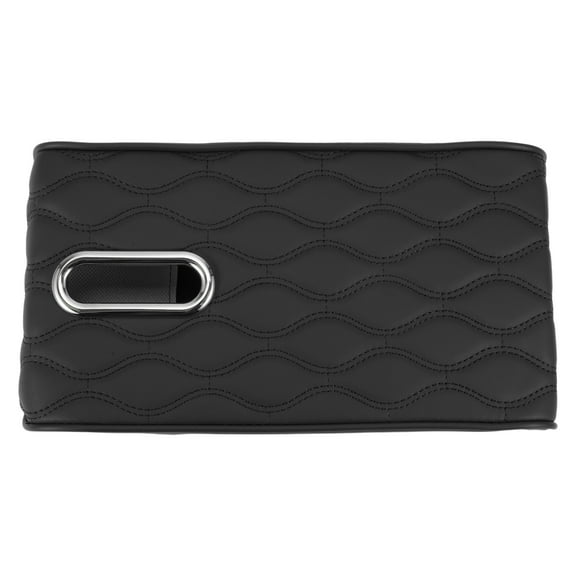 Car Center Console Cover Car Armrest Cover with Tissue Box 12.6"x6.69"x1.97" Black Nappa Leather