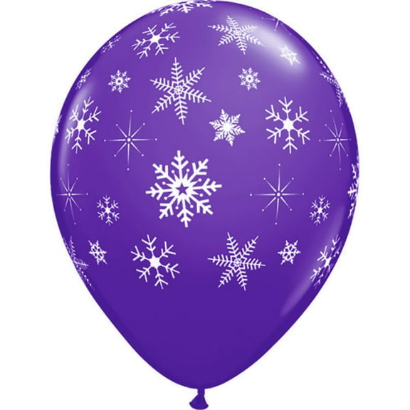 11 inch Snowflakes A Round Purple Violet Latex Balloons (6 Pack) - Party Supplies Decorations