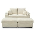 thumbnail image 4 of Deep Seat Loveseat with 2 Ottomans and 2 Pillows, Modern Modular 2-Seat Sofa Couch with Deep Seat and Wide Arms for Living Room Bedroom Apartment, Cream, 4 of 6