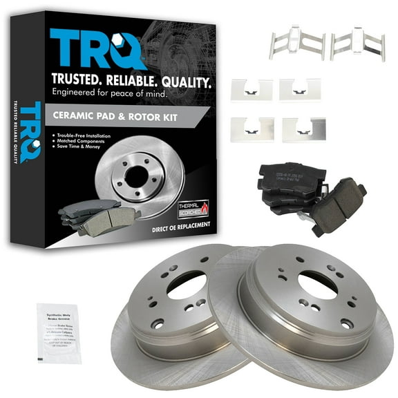 TRQ Rear Brake Pad & Rotor Kit Brake Pads Brake Rotor Ceramic Fits Select 2007-2012 Acura RDX