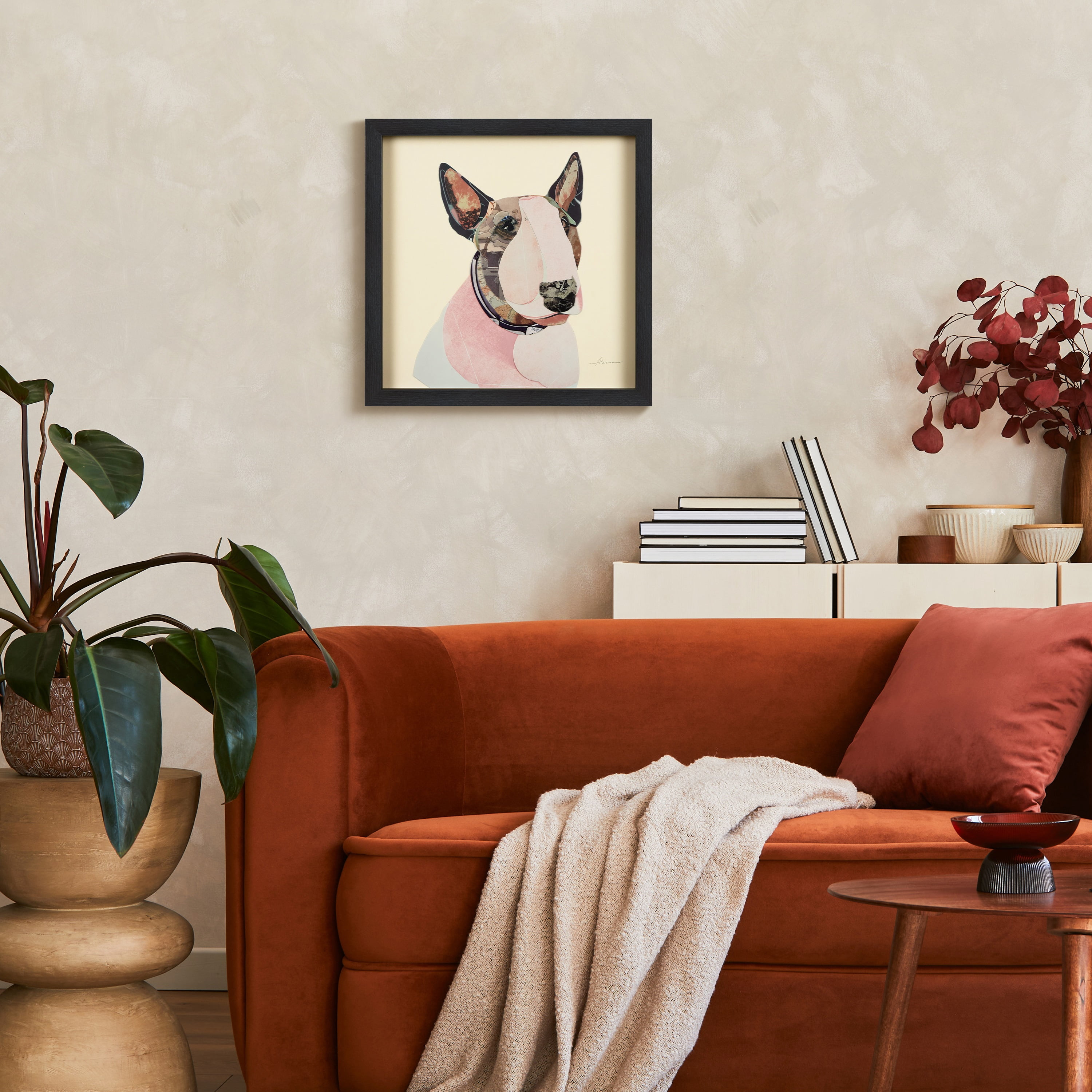 Empire Art Direct American Bull Terrier Dimensional Collage Framed Graphic Art Under Glass Wall Art, 17" x 17" x 1.4", Ready to Hang