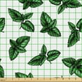 thumbnail image 2 of Ambesonne Vintage Fabric by the Yard Upholstery, Mint Leaves Botanical Art, 2 Yards, Fern Green Dark Grey, 2 of 5