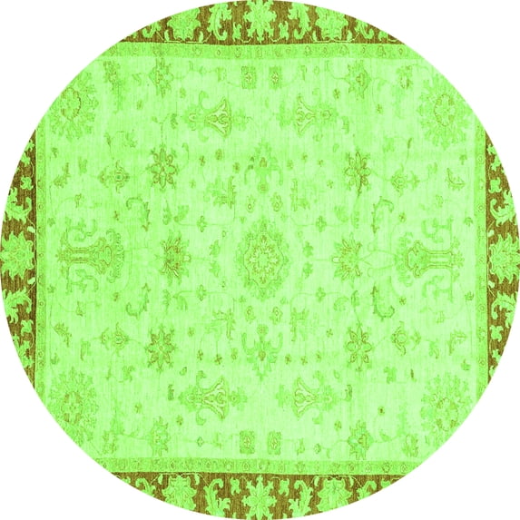 Ahgly Company Indoor Round Oriental Green Traditional Area Rugs, 3' Round