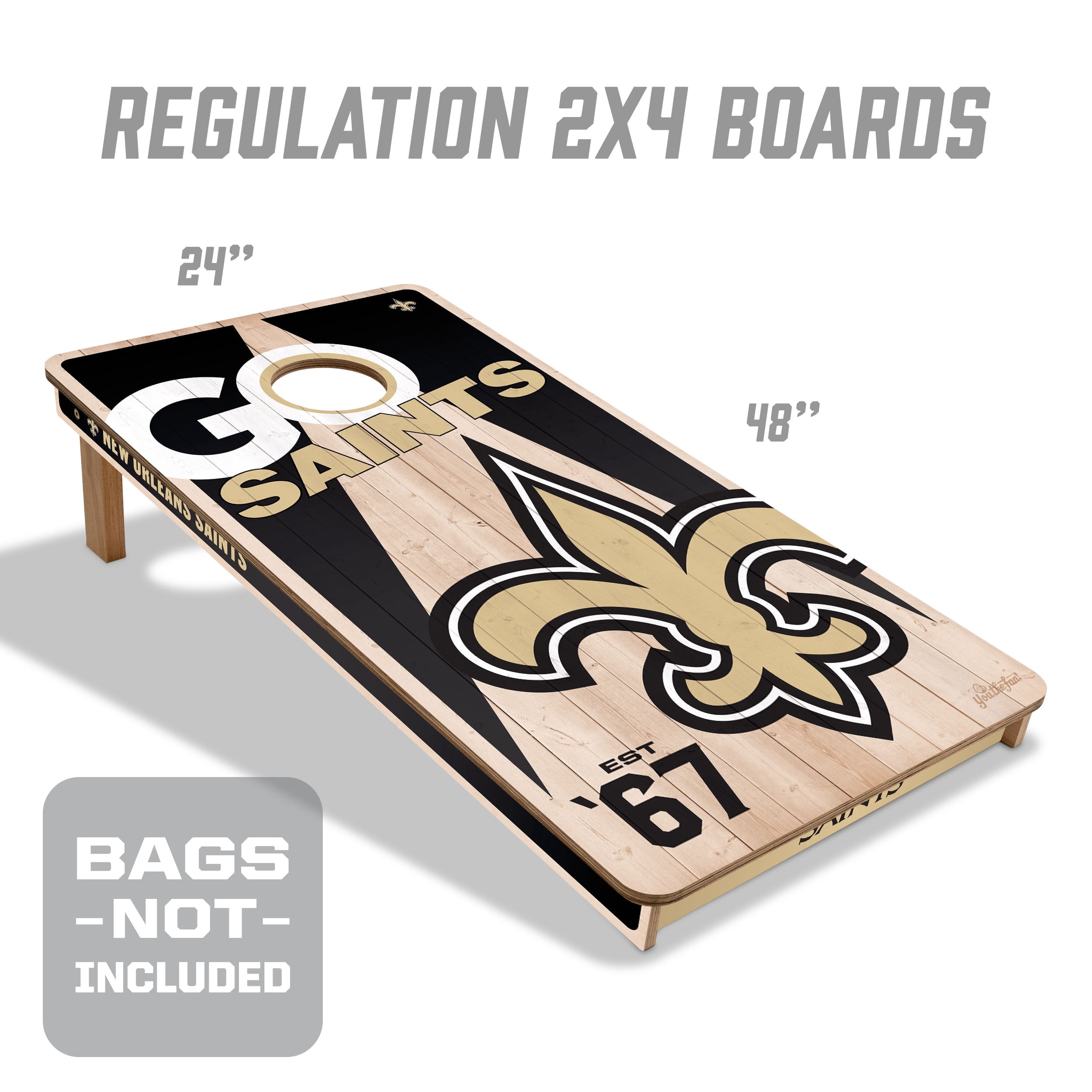 YouTheFan NFL New Orleans Saints 2' x 4' Cornhole Game No Bags