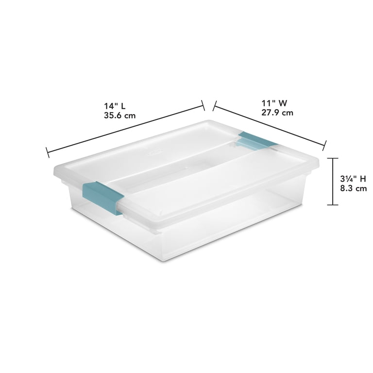 Sterilite, Plastic Storage Bin, 14” L x 11” W x 3 1/4” H, Aqua