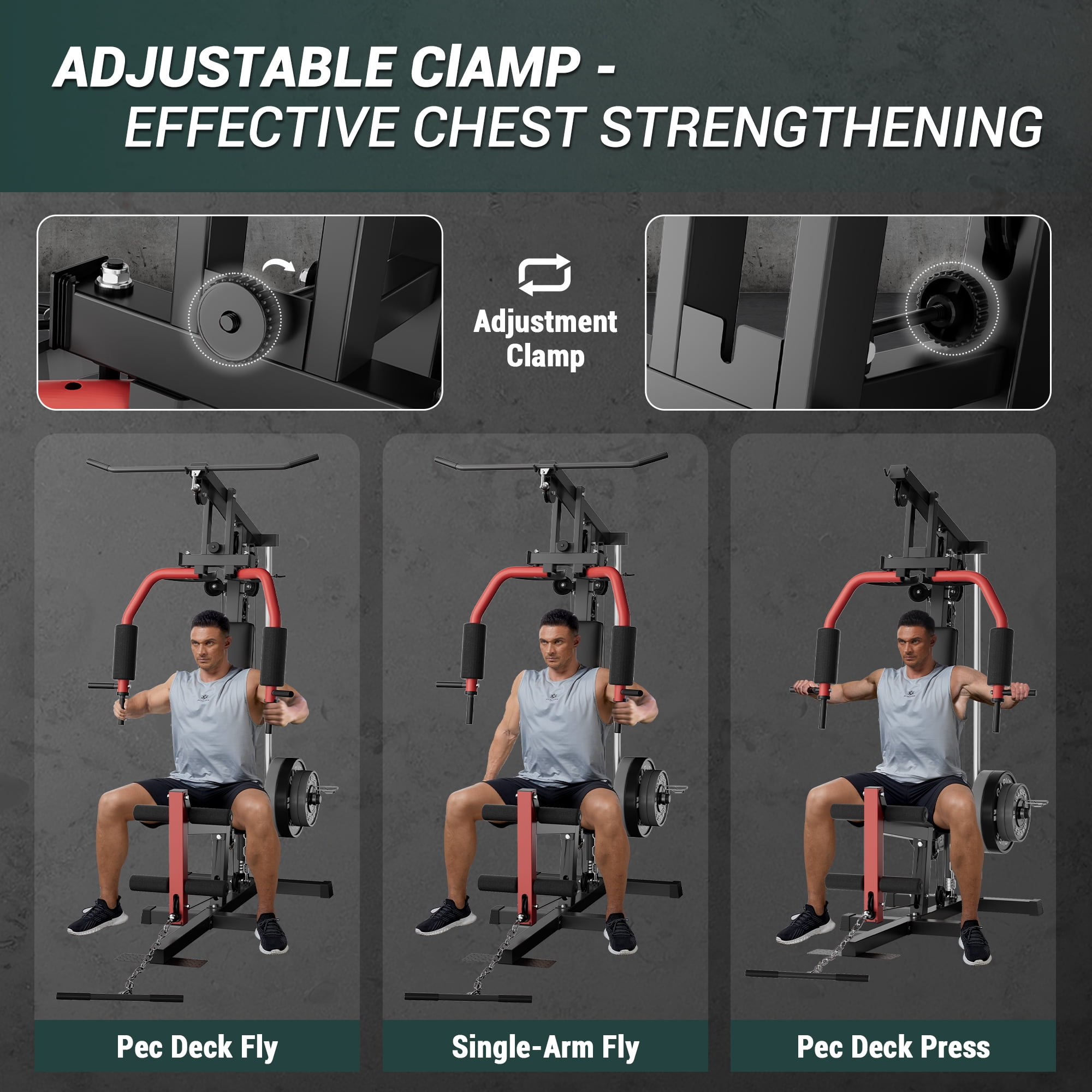 Roromall Home Gym Machine, Full Body Workout Equipment with Pulley System, Leg Press Support for Strength Training, Workout Station Suit for 1" & 2" Holes of Weight Plates (Not Includ)