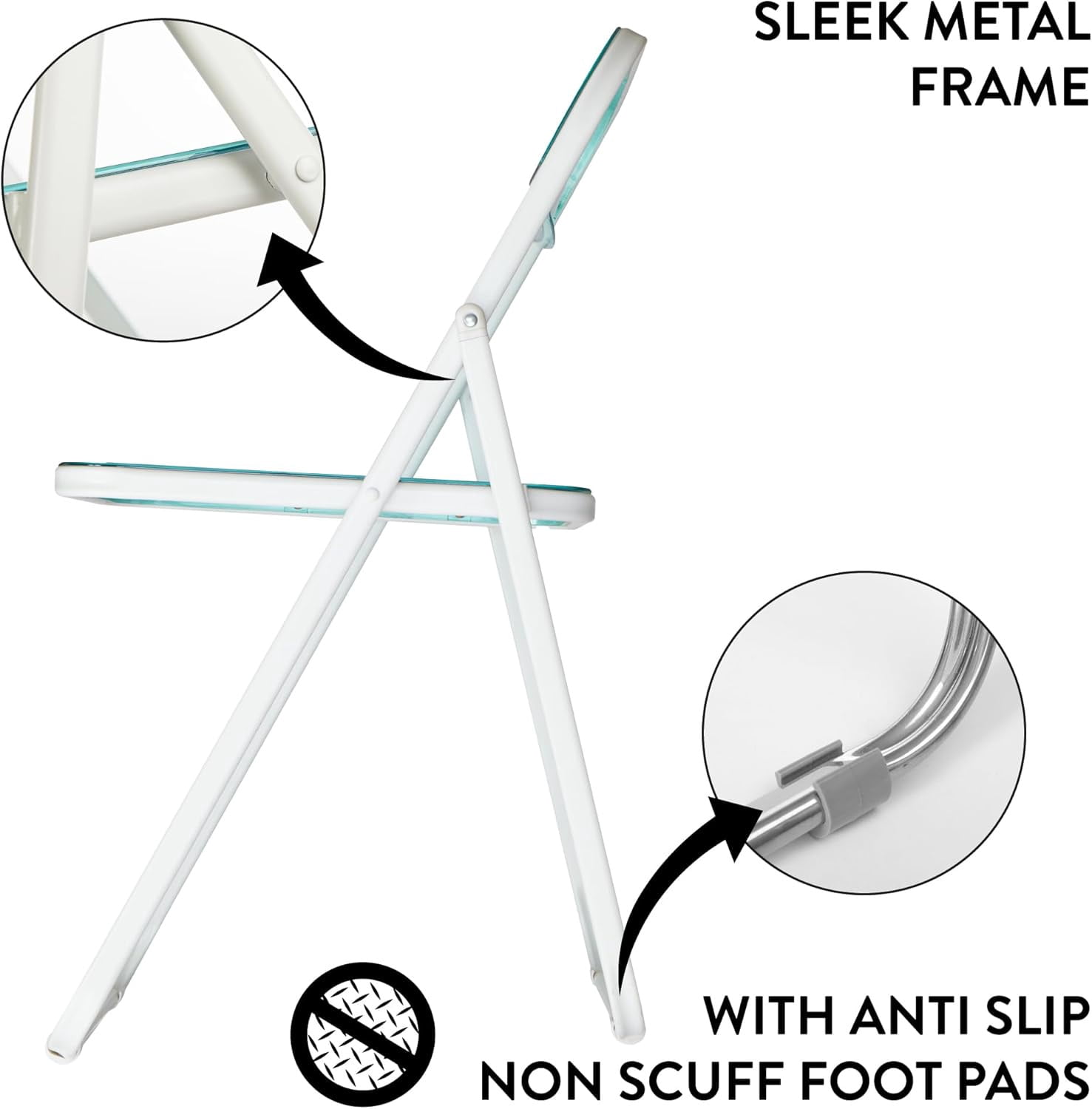 Urban Shop Transparent Acrylic Modern Folding Chair with Chrome Frame, Mint