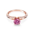 thumbnail image 2 of Gem Stone King 18K Rose Gold Plated Silver Ring Round Pink Moissanite and (1.38 Cttw, Size 6), 2 of 4