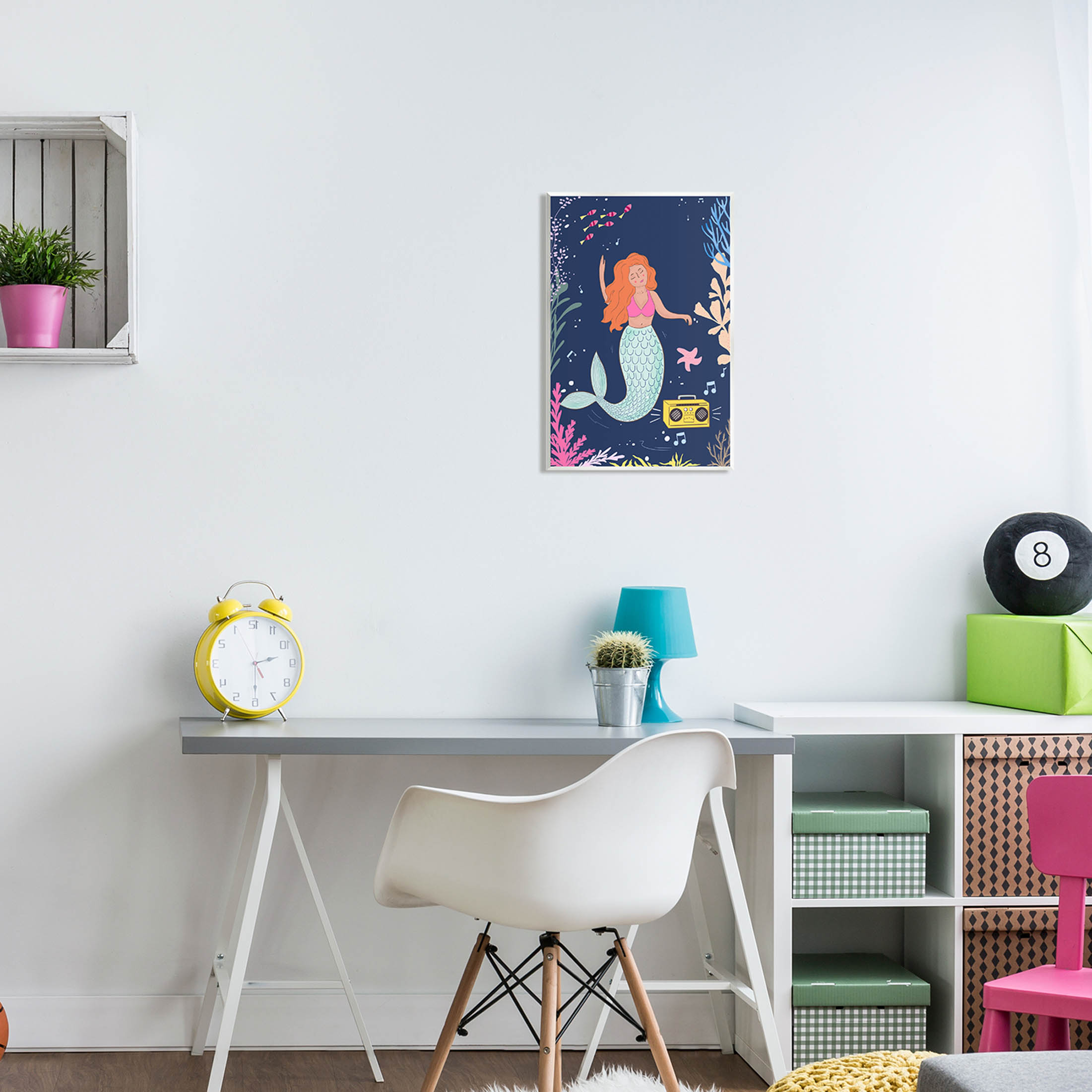 Stupell Industries Happy Mermaid Dancing Boombox Graphic Art Unframed Art Print Wall Art, Design by Nikita Jariwala
