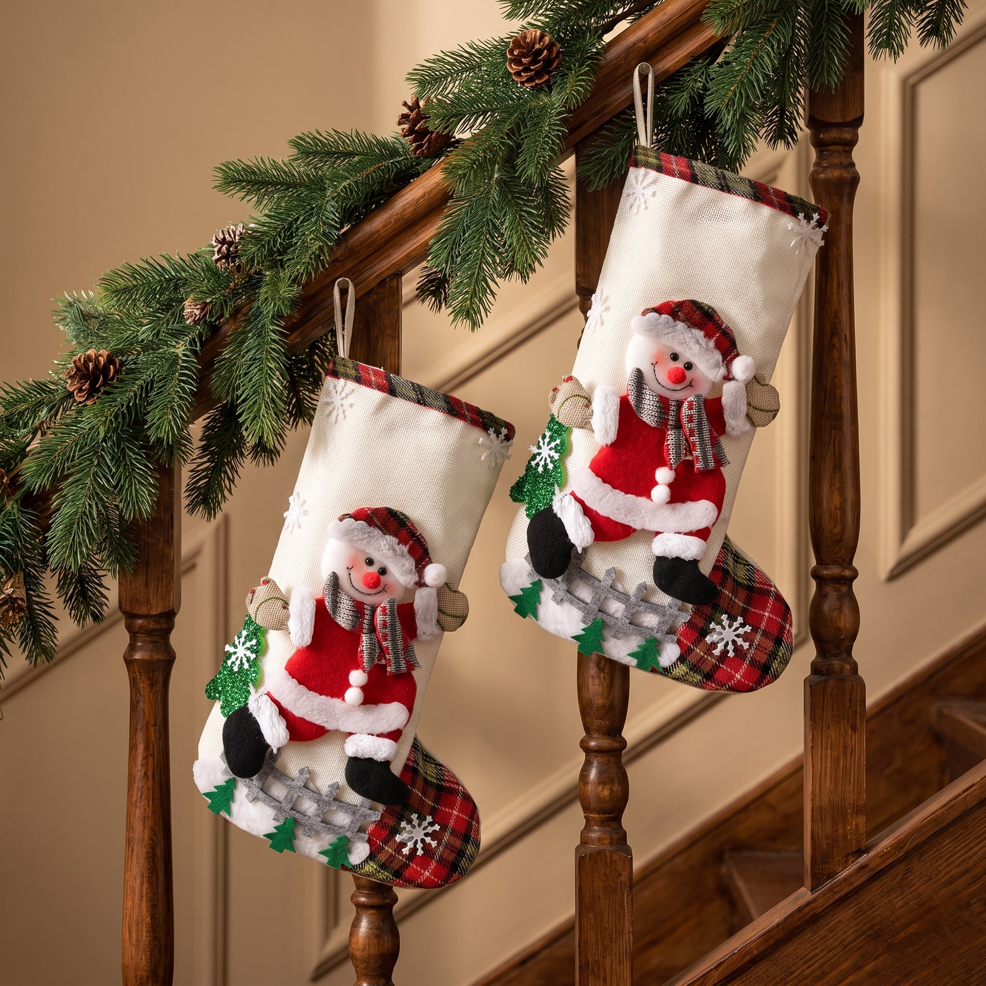Unique Bargains Whimsical Cartoon Stockings Luxury Tiered Display Accents Snowman 12"