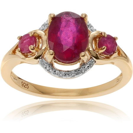 Brinley Co. Women's Ruby Topaz Accent 14kt Gold-Plated Sterling Silver Fashion Ring