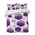thumbnail image 2 of Purple Geometric Queen Size Down Alternative Comforter, Lightweight Comforter Quilt Bedding Set with Pillow Shams Gold White Hexagon Modern All Seasons Bed Comforter Duvet Insert 90"x96", 2 of 7