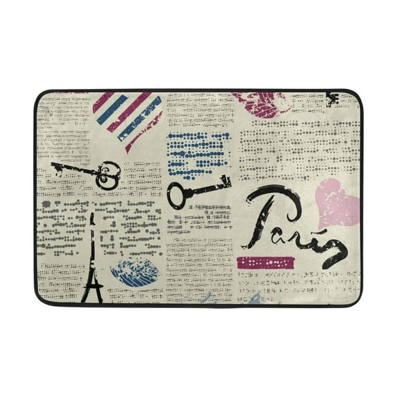 POPCreation Retro Newspaper Non-Slip Floor Mat Doormats for Living Room Bedroom 23.6x15.7 inches