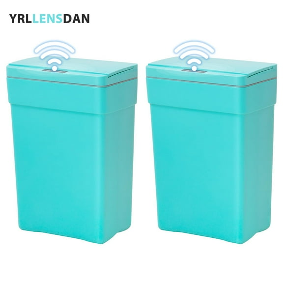 YRLLENSDAN Kitchen Trash Can 13 Gallon Bathroom Trash Can with Lid Automatic Trash Can Touchless With Motion Sensor ABS Plastic Trash Bin for Bedroom Garbage Can 2 pack,Teal