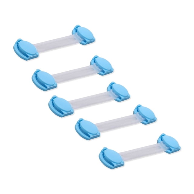 5 cerraduras de seguridad para armarios de bebé, correas de seguridad para niños, cerraduras para cajones (azul)