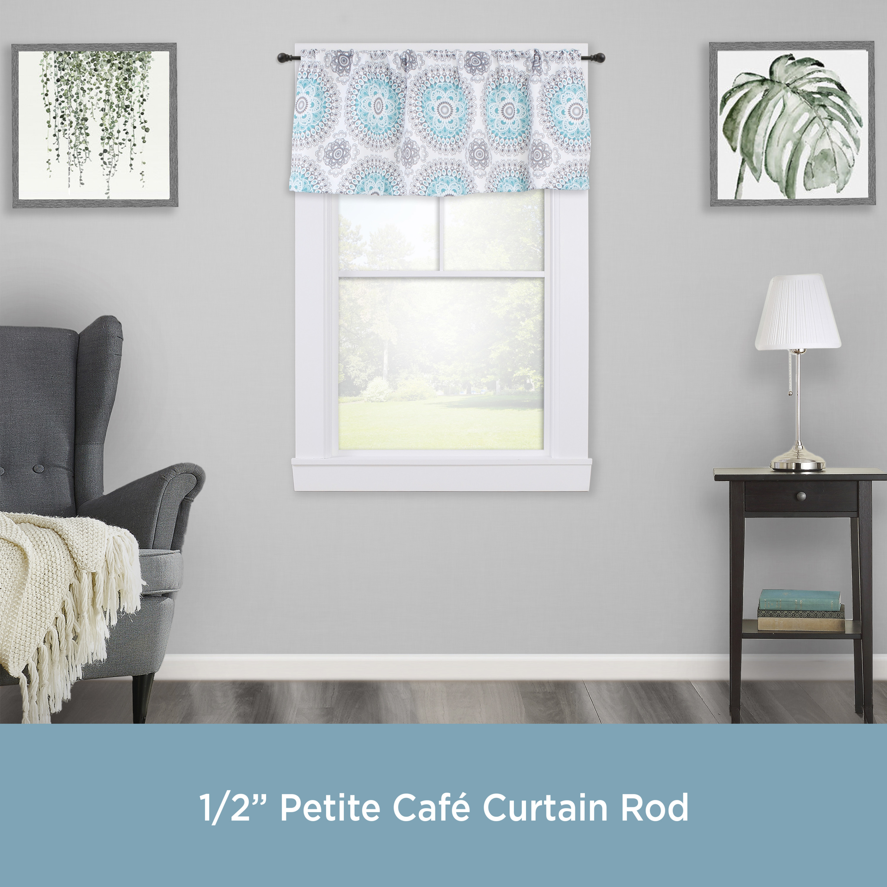 Kenney® Davenport 1/2" Petite Cafe Decorative Window Curtain Rod, 28-48", Matte Black - image 3 of 7