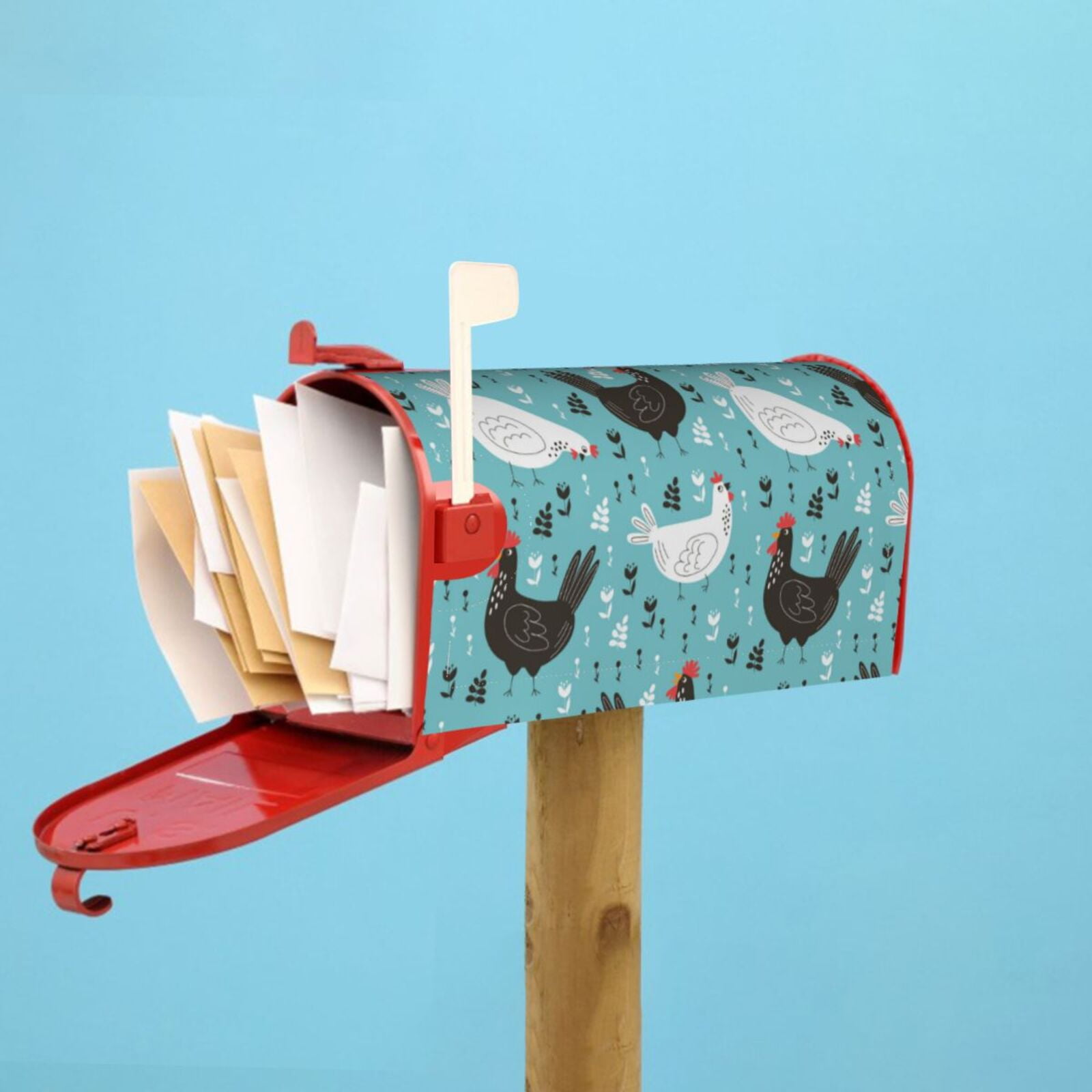 Xecao Lovely Roosters for Mailbox Cover with Magnetic Strips, Waterproof and Sunscreen, Adds a Decorative Touch to Your Garden Yard.
