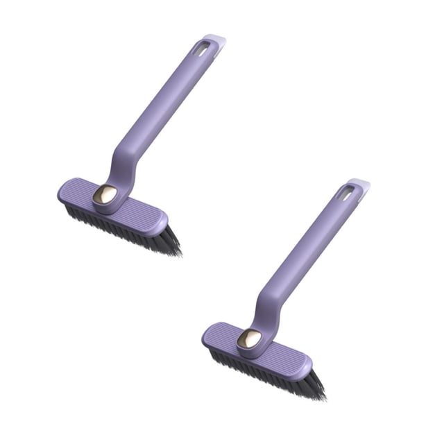 Oleegame 2PC Trashcans For Bedroom Rotating Brush For Ceramic Tiles With No Dead Corners Multi Functional Kitchen Cleaning Brush With Hard Two In One Dirt Brush Purple